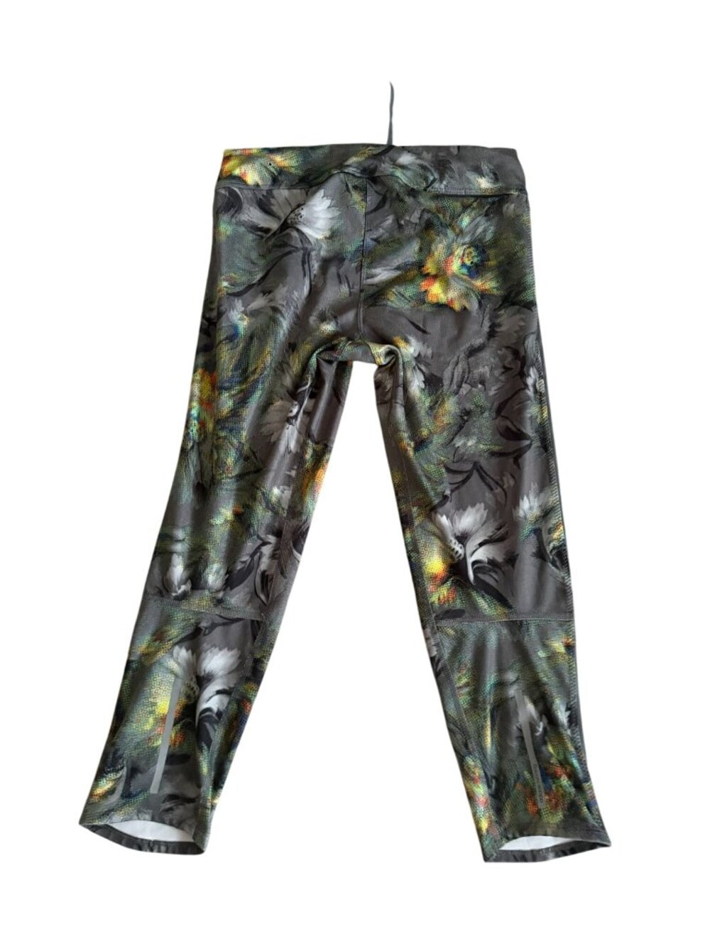 ADIDAS Women's Gray Tropical Print Crop Leggings Size XS